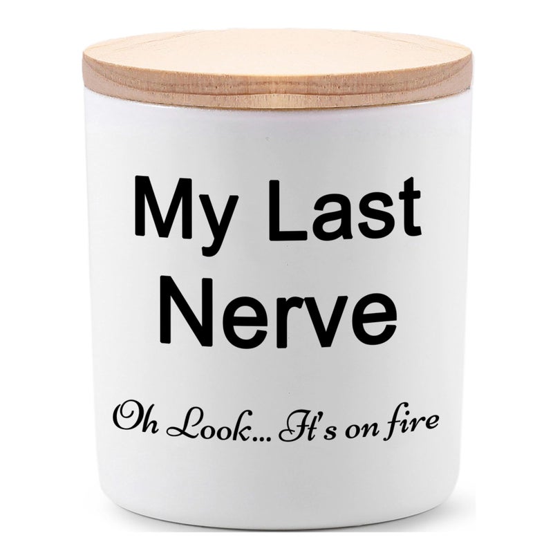 BFJLIFE Candles Gifts for Women Funny Unique Novelty My Last Nerve Candle Mothers Day Christmas Birthday Gift for Sister Best Friend Stocking Stuffers for Adults Women Lavender Scented Soy Candle - Image 1